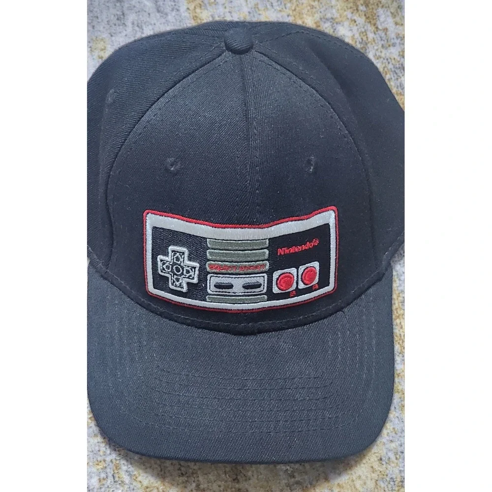 Vintage Nintendo NES Controller Black Red Flex Hat One Size